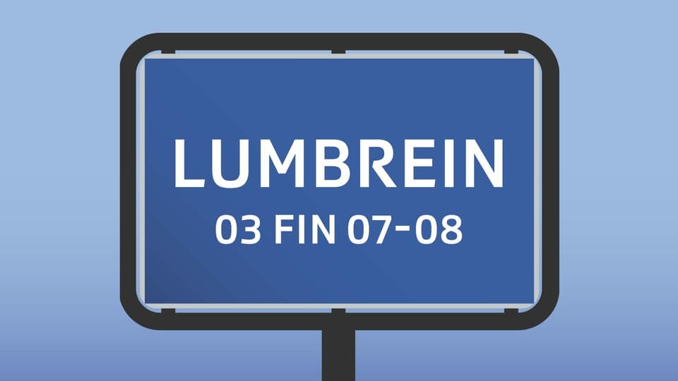 Purtret d'ina avla da vitg cun scrit si Lumbrein. 