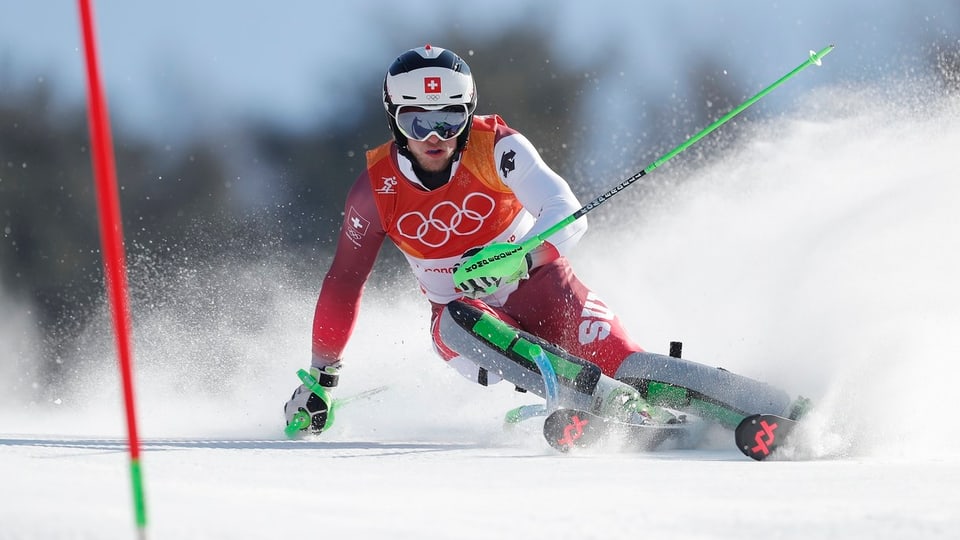 Luca Aerni durant ses percurs dal slalom. 