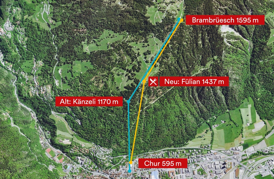 Streckenübersicht der neuen Brambrüeschbahn