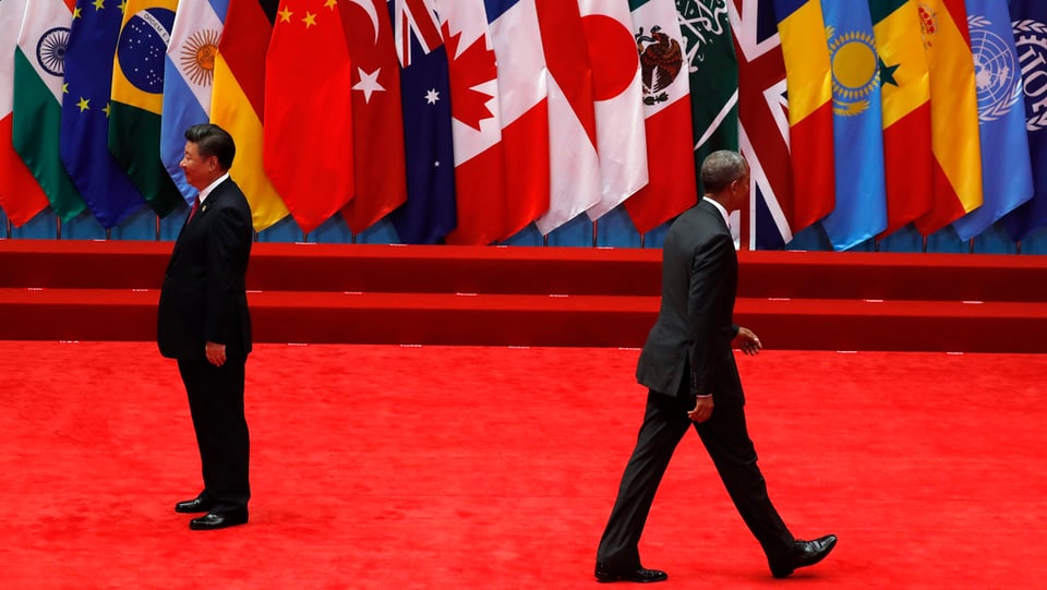 Il president chinais Xi Jinping (dretg) ed il president american Barack Obama (sanester).