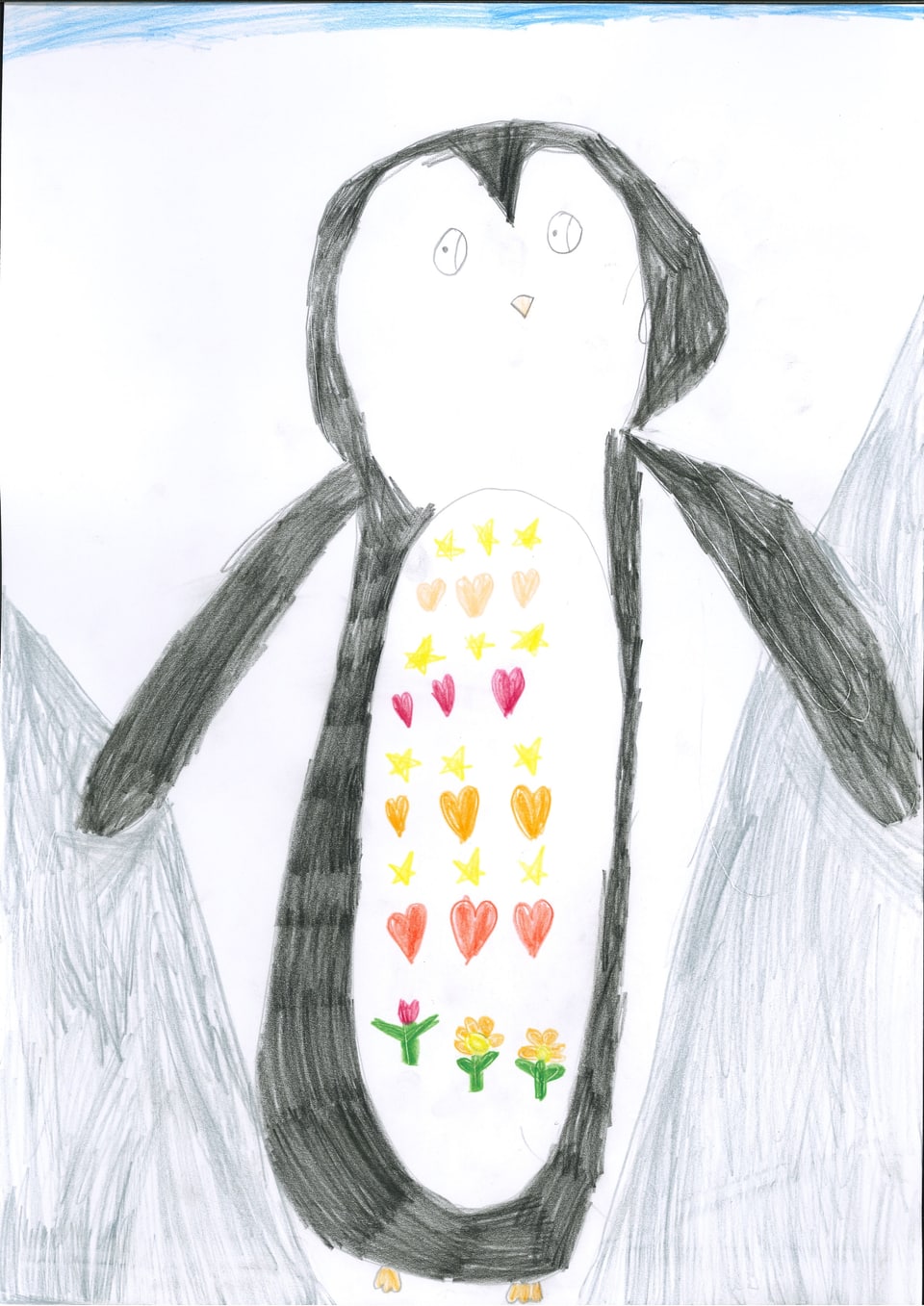 Kinderzeichnung Pinguin