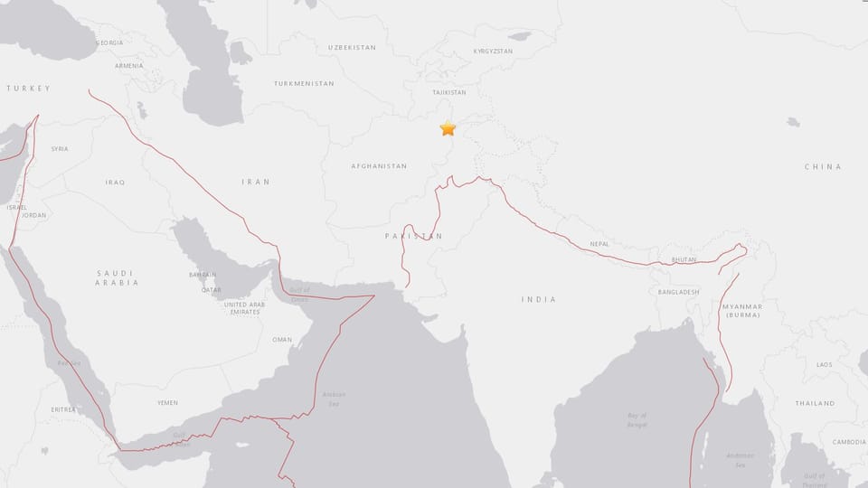 L'epicenter dal terratrembel Charta cun l'epicenter dal terratrembel en il nordost da l'Afganistan.