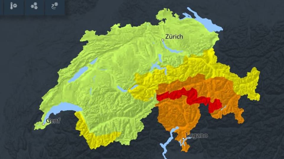 Unwetterwarnungen in der Schweiz