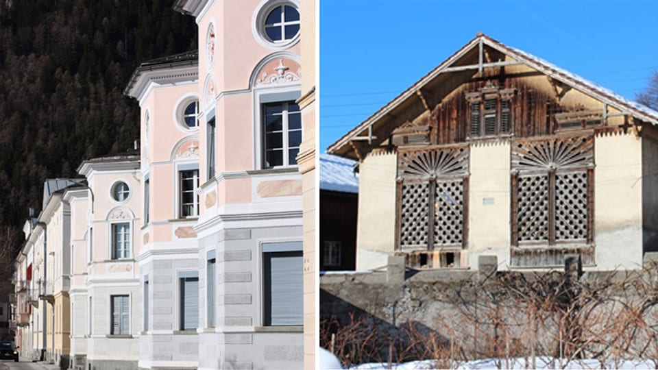Palazzi a Poschiavo ed ina stalla a Malans.