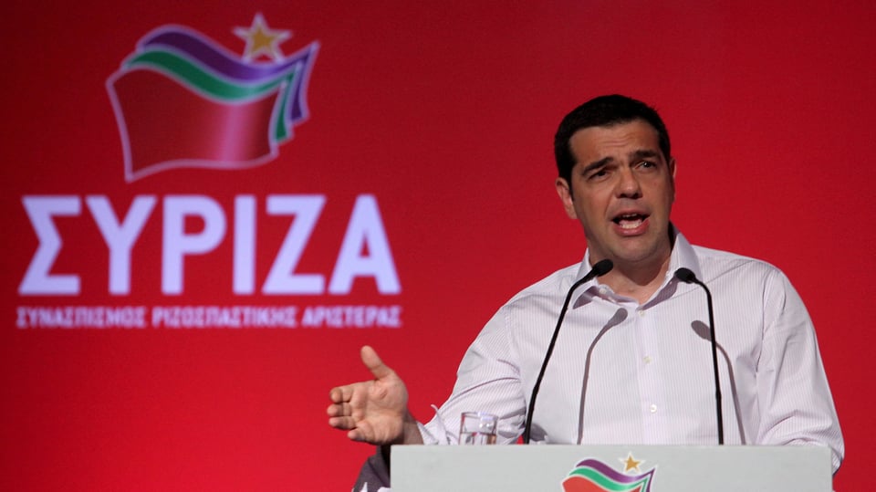 Alexis Tsipras durant ses pled avant il comité central da sia partida Syriza.