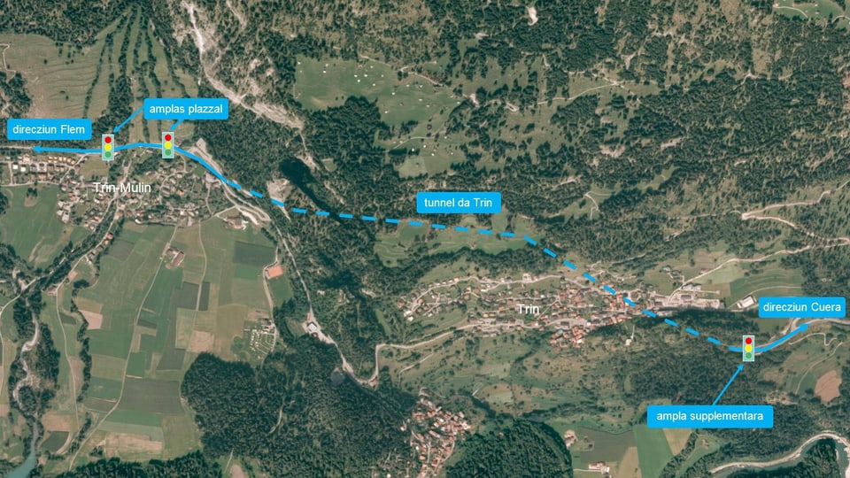 Situaziun dal plazzal da Trin-Mulin.