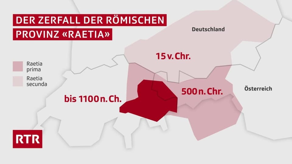 Der Zerfall der römischen Provinz «Raetia» Karte – Der Zerfall der römischen Provinz «Raetia»
