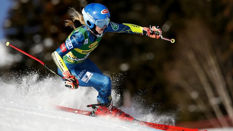 Purtret da Shiffrin durant la cursa. 