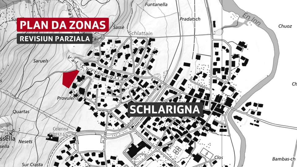 Plan da zonas sco grafica - la zona en discussiun è marcada cotschna.