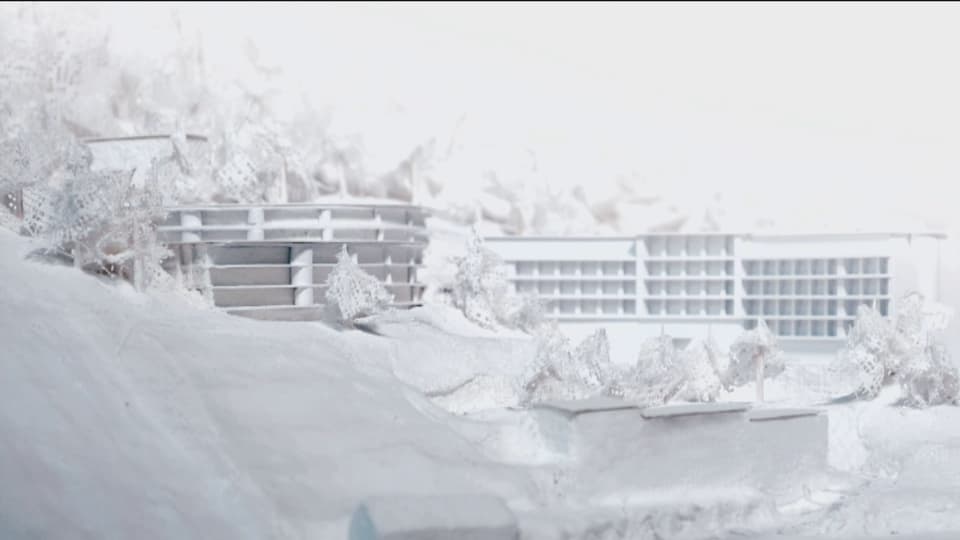 Model des neuen hotels an stelle der hurgauisch-Schaffhausische Heilstätte / Höhenklinik (TSH) in Davos.