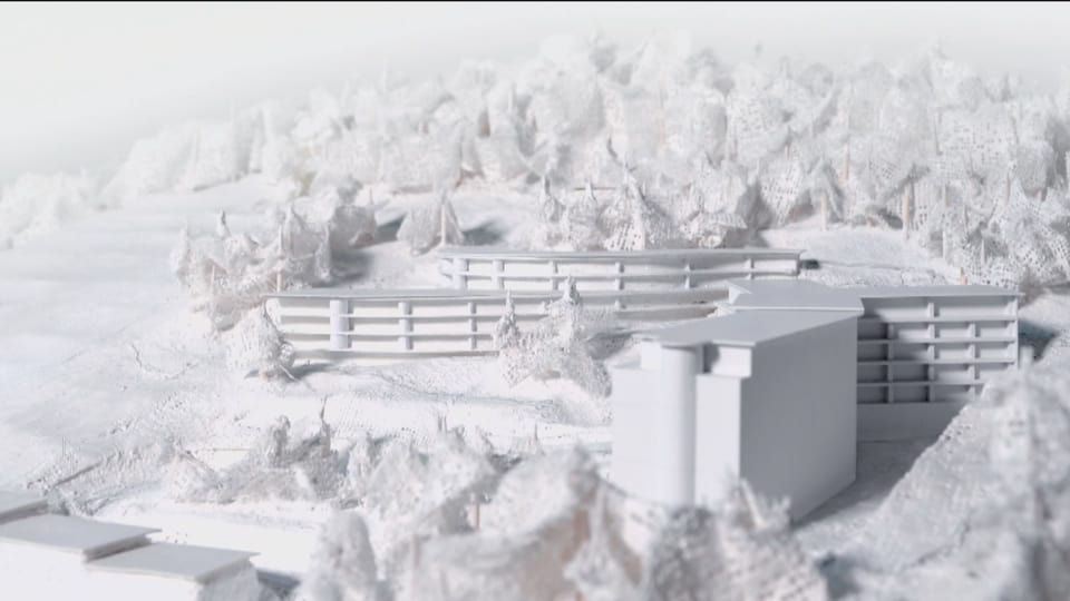Model des neuen hotels an stelle der hurgauisch-Schaffhausische Heilstätte / Höhenklinik (TSH) in Davos.