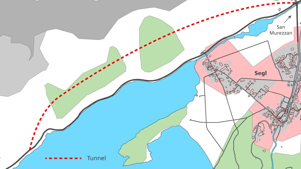 Visualisierung tunnel zwischen Sils Föglias und Plaun da Lej