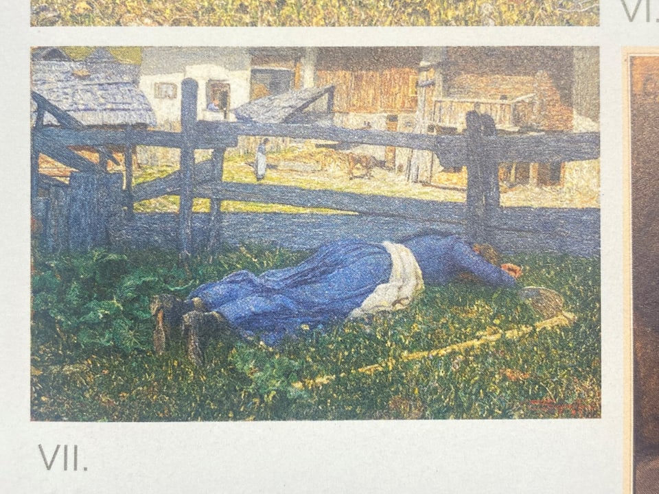 La pictura da Giovanni Segantini cun vista sin l'immobiglia che duess vegnir sbuvada.