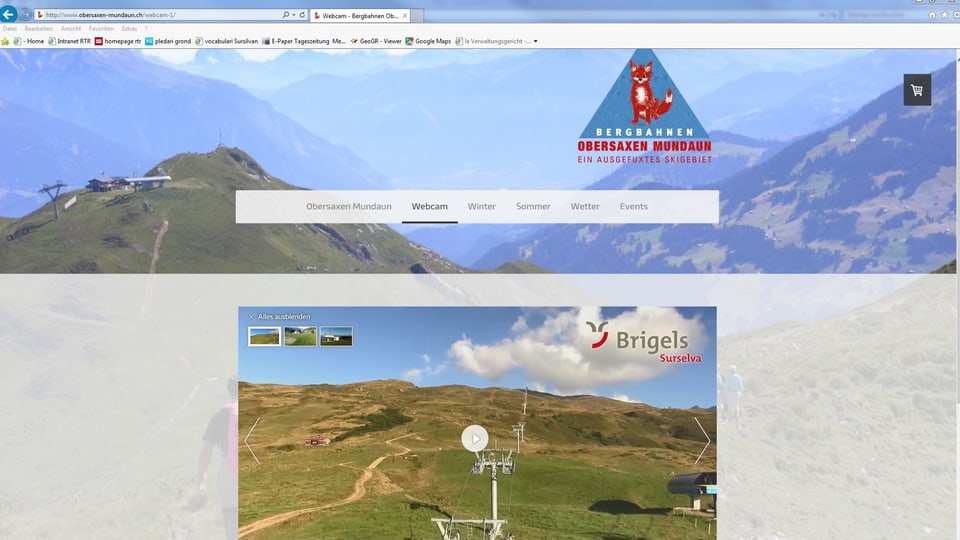 La camera-web da Breil sin la pagina d'internet obersaxen-mundaun.ch.