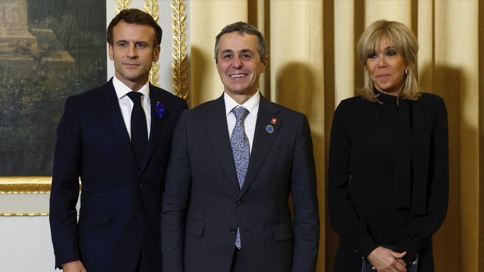 Emmanuel Macron, Ignazio Cassis e Brigitte Macron