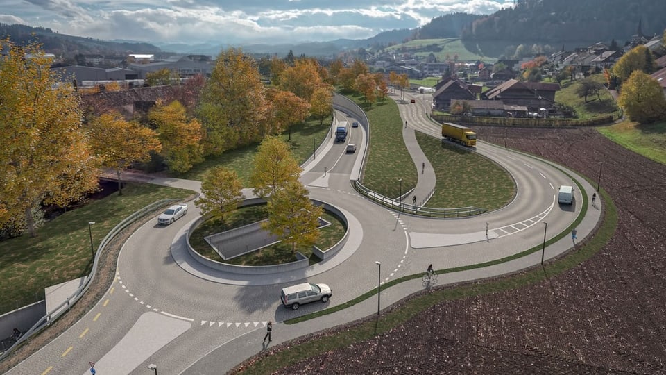 Projektvisualisierung einer Umfahrungsstrasse für Burgdorf.