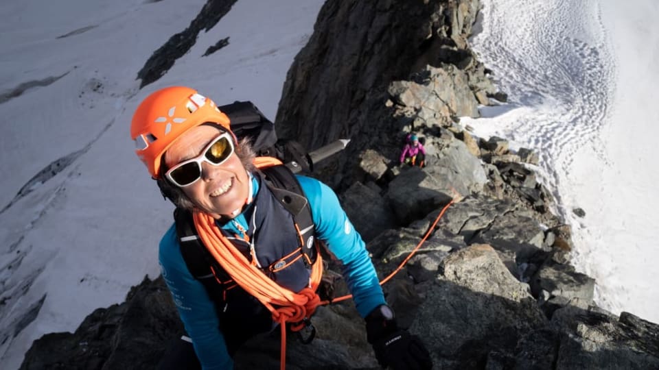 Rita Christen auf dem Piz Palü Bergsteigerin auf dem Piz Palü