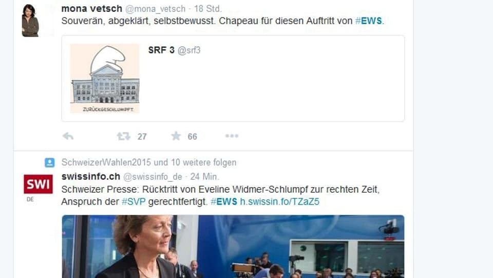 La decisiun d'Eveline Widmer-Schlumpf da betg pli candidar muventa era en las raits socialas.