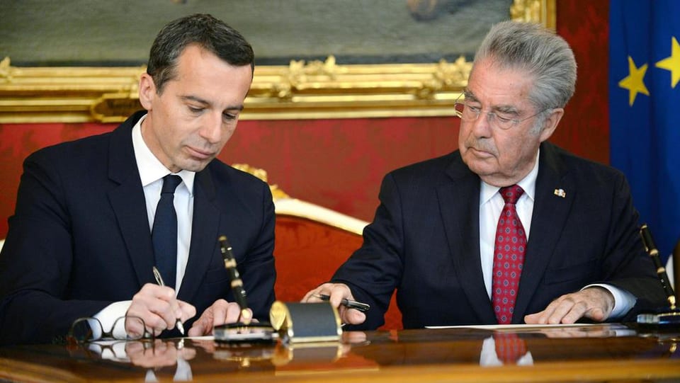 Christian Kern (san.) ed il president da l'Austria Heinz Fischer (dre.).