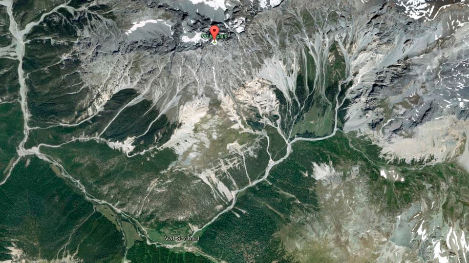 Charta da la Val S-charl cun il Piz Madlain.