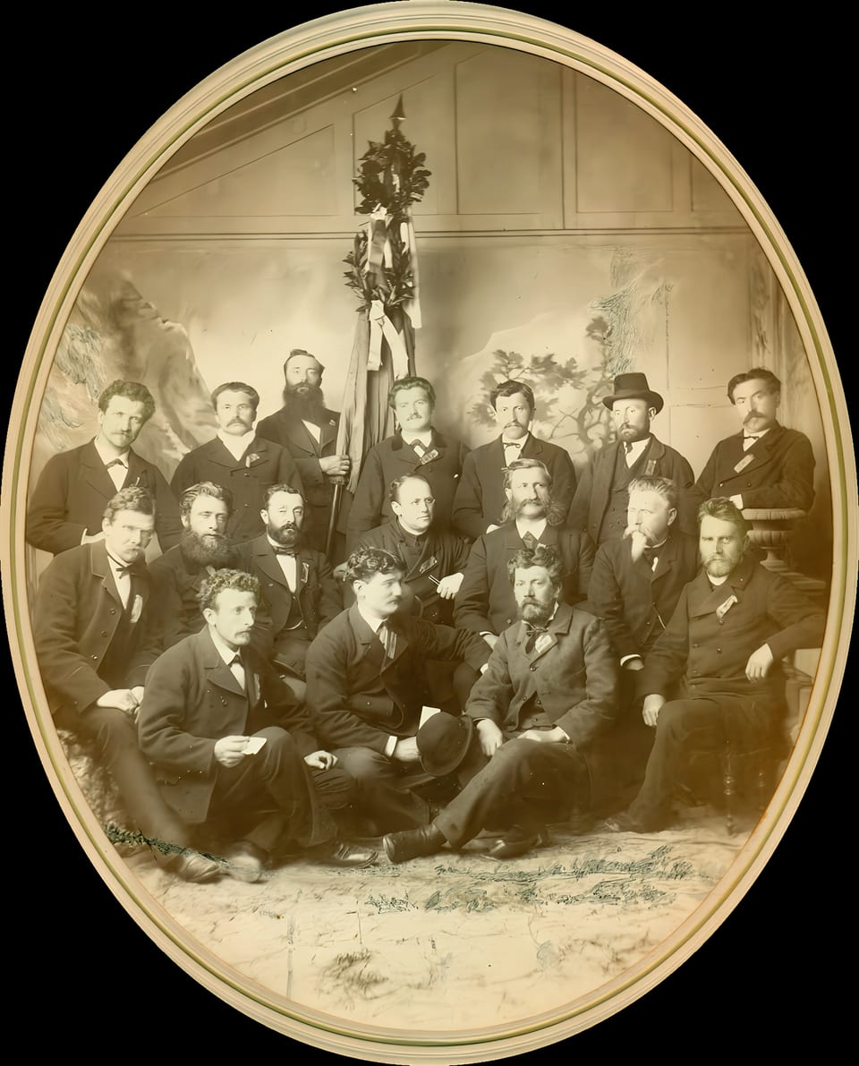 Ein sehr altes Foto zeigt den Kirchen-Männerchor Savognin 1884.