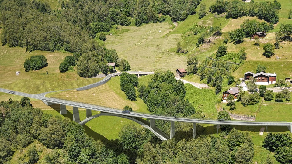 Punt Val Mulinaun tranter Sumvitg e Rabius, visualisaziun da l'uffzi da construcziun bassa dal GR