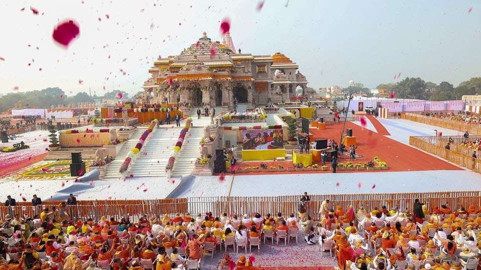 Modi Tempel Ayodhya Indien Wahlen  2024