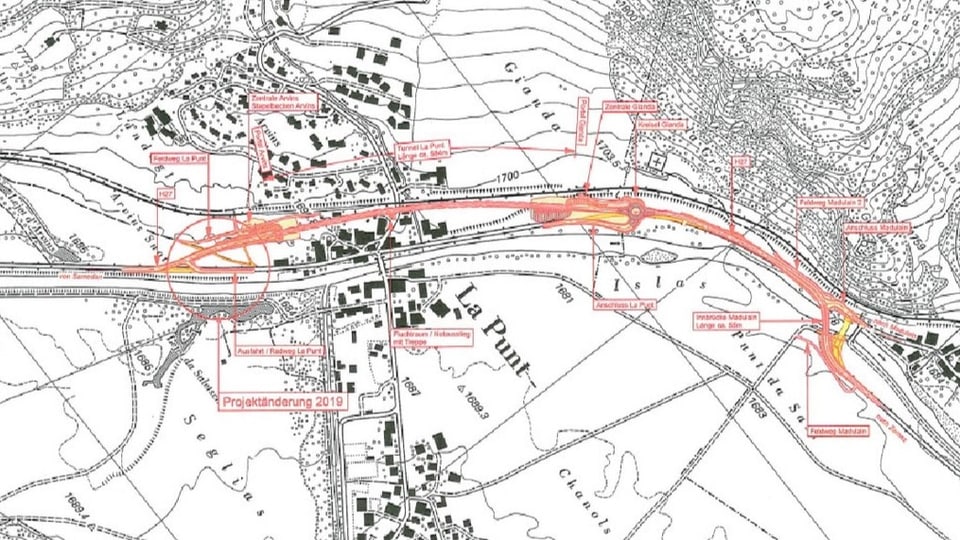 Plan da La Punt-Chamues-ch cun in project da sviament