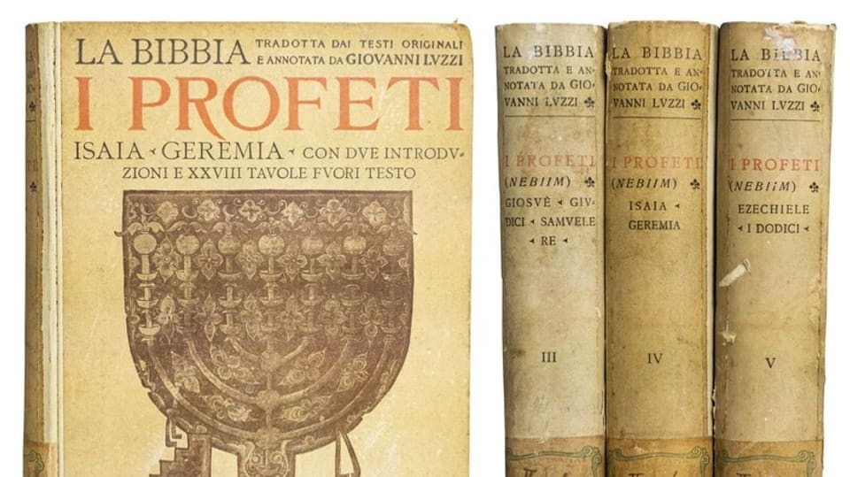 Vier Bände der italienischen Bibelübersetzung von Giovanni Luzzi