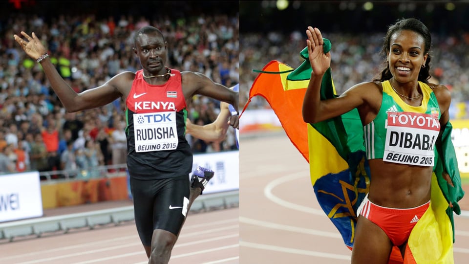 Ils atlets David Rudisha e Genzebe Dibaba.