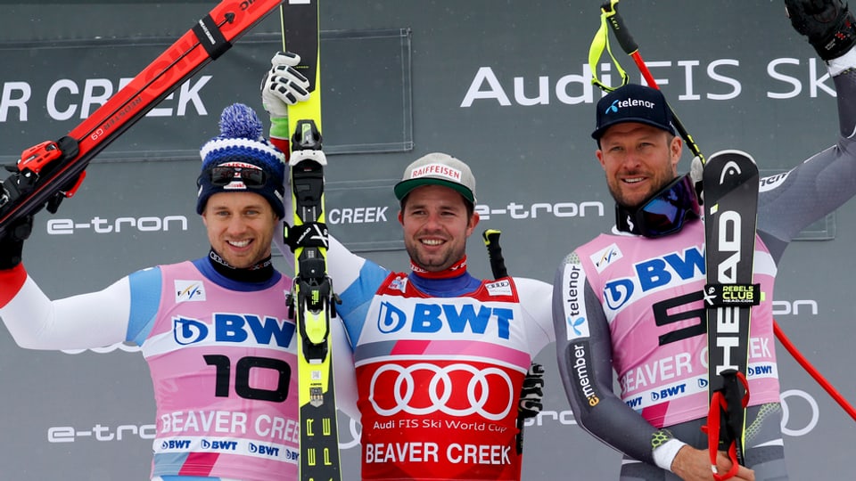 1. Beat Feuz, 2. Mauro Caviezel, 3. Aksel Lund Svindal