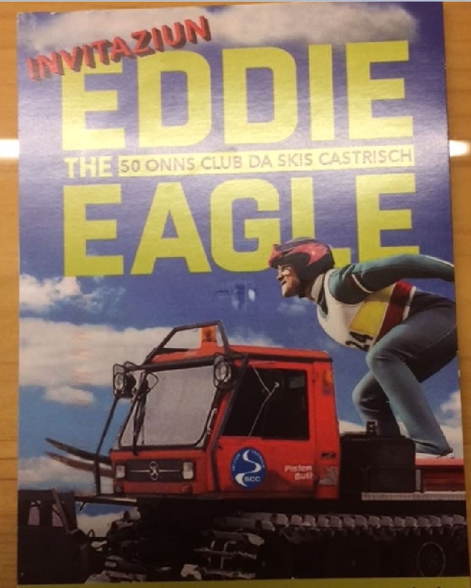 L'invit dal Club da skis Castrisch a la preschentaziun dal film Eddie the eagle.