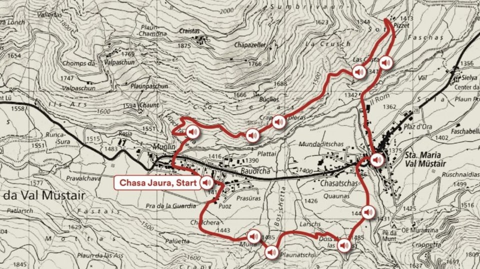 Sprachenpfad der Chasa Jaura im Val Müstair.