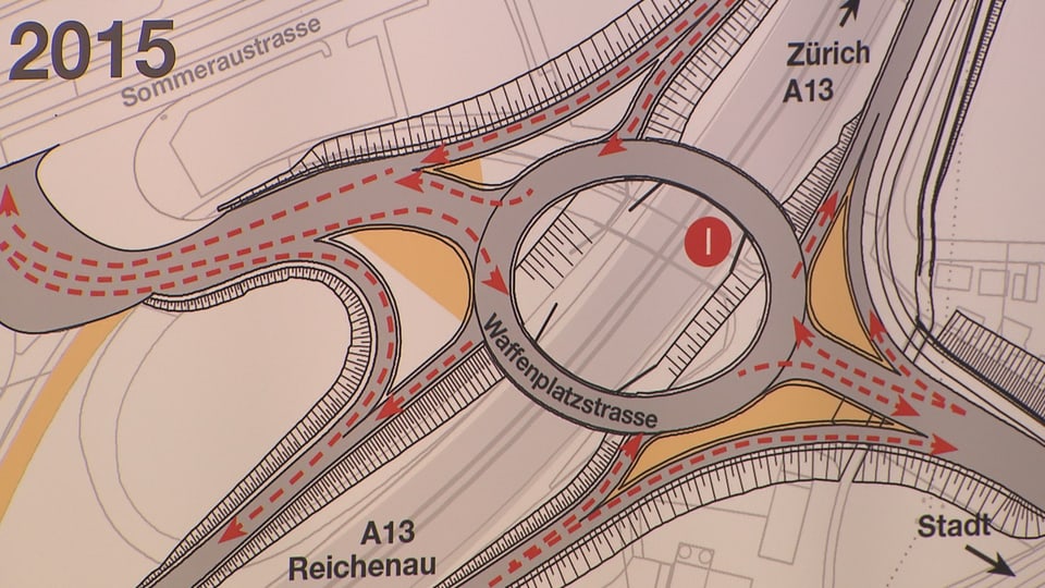La nova rundella tar la sortida da l’autostrada Cuira Sid.