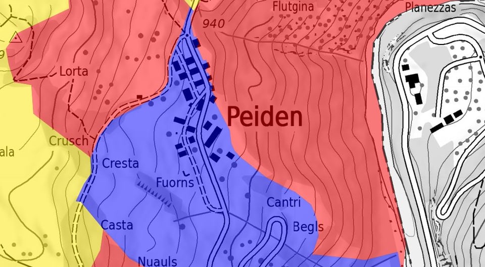 Carta da privels dal territori da Peiden.