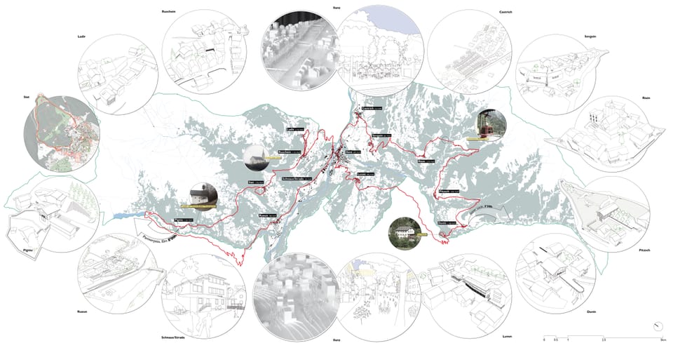 charta dal territori da Ilanz / Glion cun descripziuns