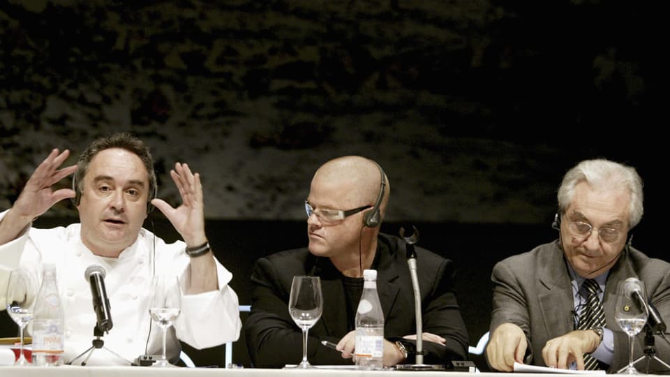 Gualtiero Marchesi è er in dals gronds cuschiniers en il mund –  Ferran Adria, Heston Blumenthal e Gualtiero Marchesi (da san.).