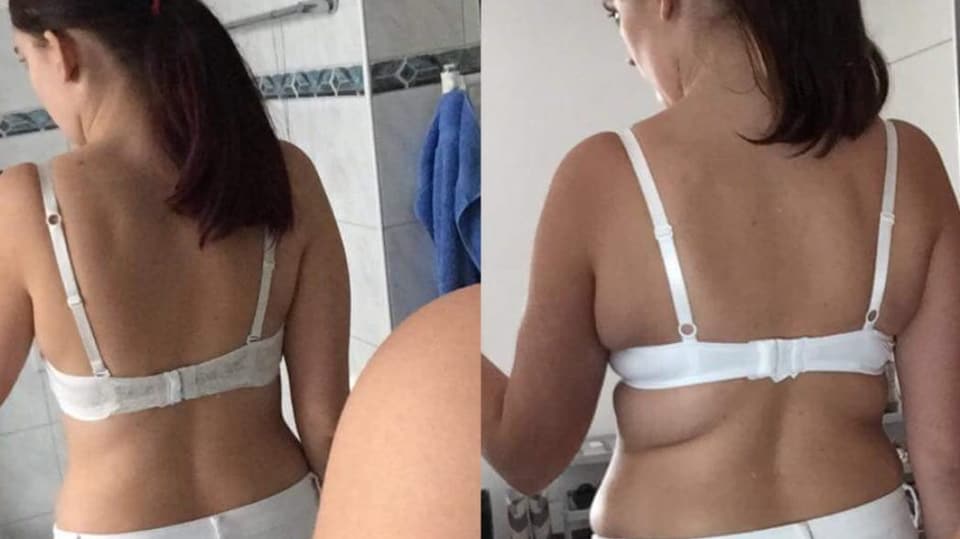 Vanessa Padrun avant il program online e suenter cun 10 kilos pli pauc sin las costas.