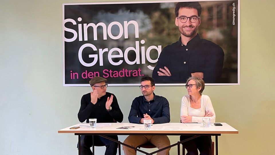 Simon Gredig kandidiert für den Stadtrat von Chur. Er wird von Andreas Schnoz und Anita Mazzetta vorgestellt.